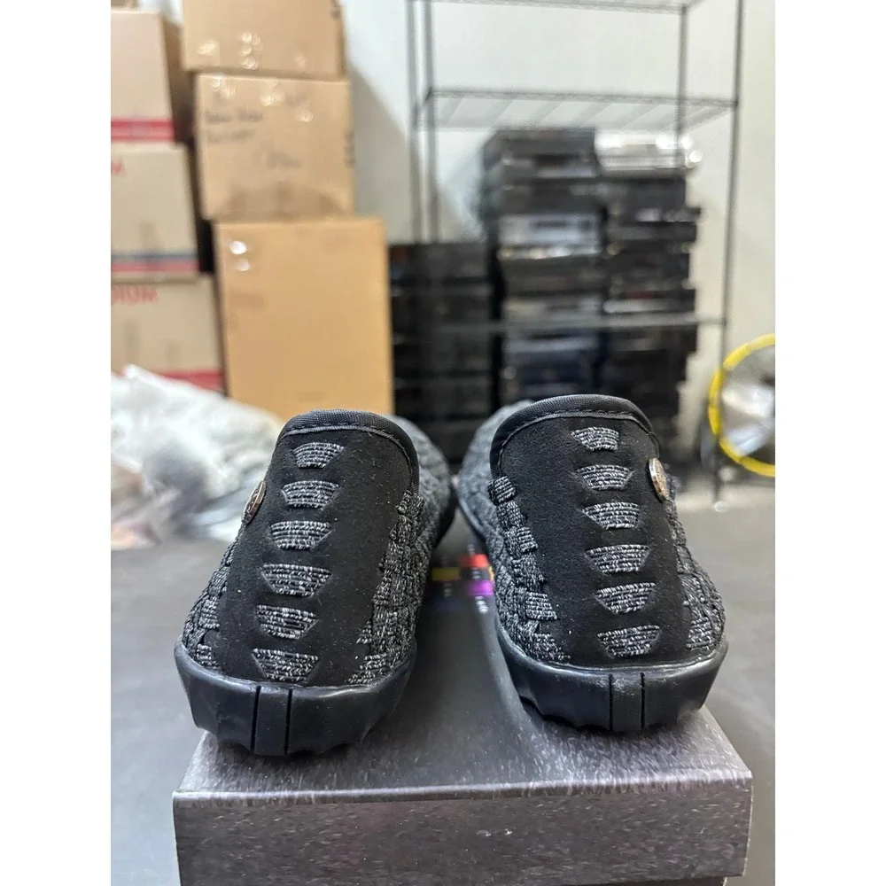 Bernie Mev Catwalk New Black Reflective Woven Vegan Flats Size 38 US 7.5-8